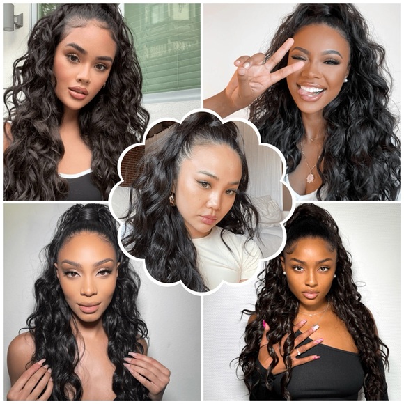 Chloe Black Brown Extensions 18" half up half down with loose spiral waves - Picture 6 of 6